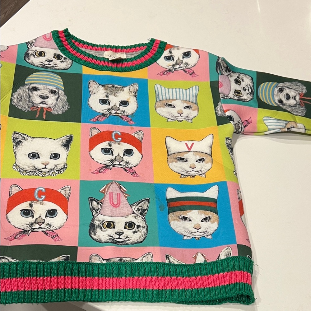 Gucci Multicolor Cat Print Kids Sweatshirt